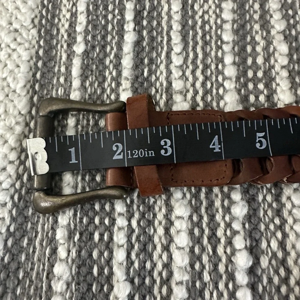 Vtg Woven Genuine Leather Belt Brown Women's M/L‎ Boho Western Hippie